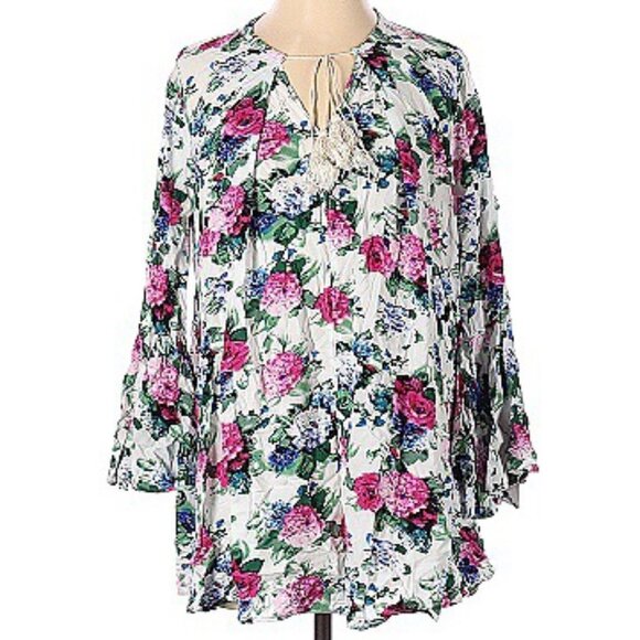 Umgee Boho Floral Flowy Mini Dress Small - Picture 11 of 12
